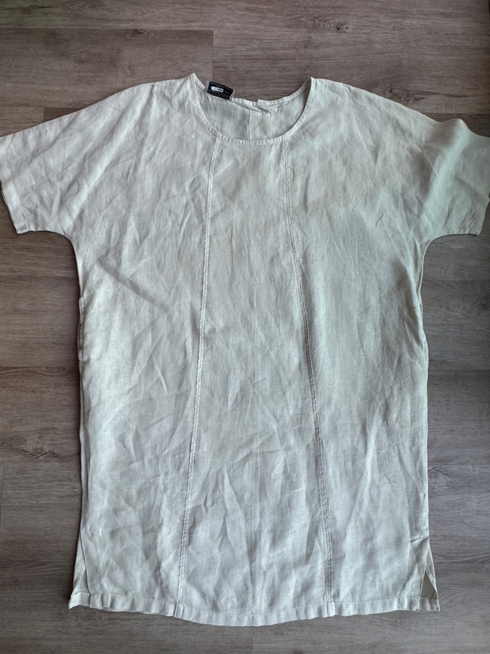 Haris Cotton Linen Shift Dress Cream Sz L